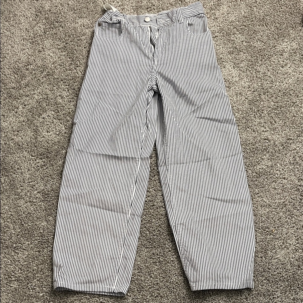 Zara Black & White Striped High-Waist Pants